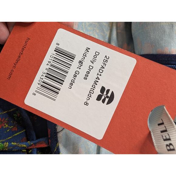 Hunter Bell Midnight Garden Midi Dress Size 8 Blue Floral Tiered Tie Strap - Picture 10 of 10